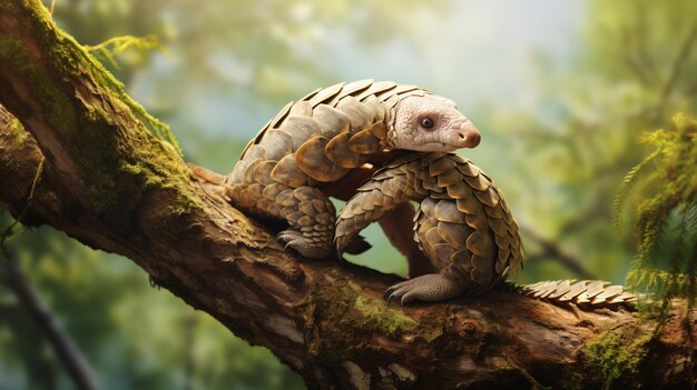 Photo le pangolin d'arbre sur l'arbre