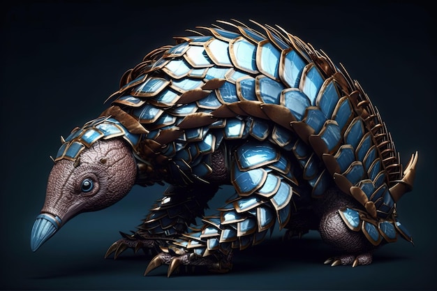 Pangolin cyborg animal illustration générative ai