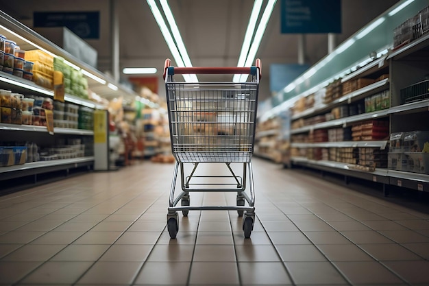 Un panier d'achat dans un supermarché