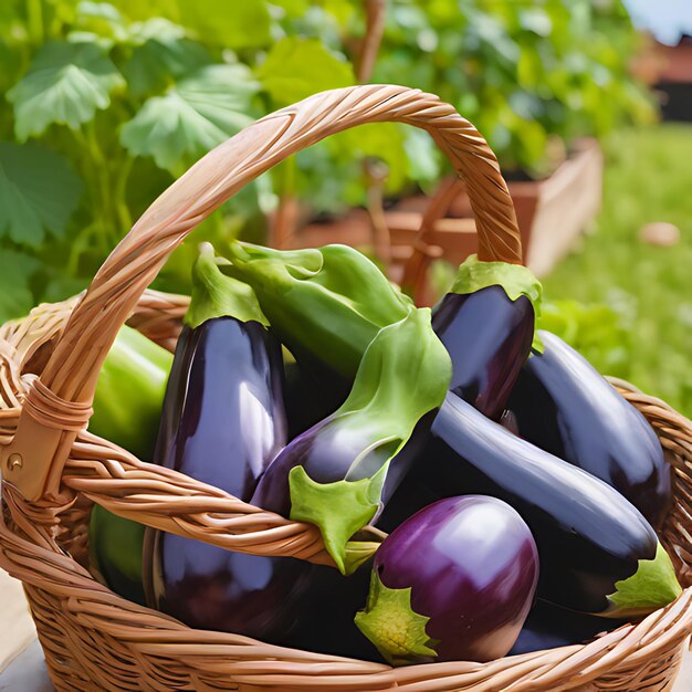 un panier d'aubergines et d'auberges