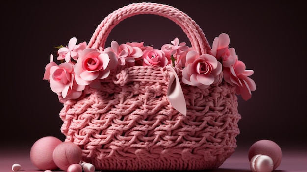 panier bébé rose en studio