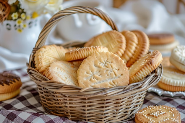 Un panier de biscuits sur la table