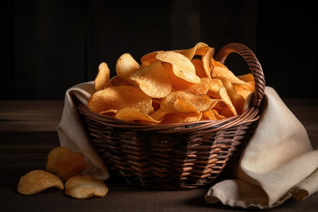 Panier de chips salés croustillants pour le goûter