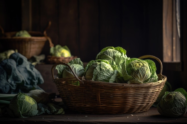 Panier de choux alimentaire rustique Générer Ai