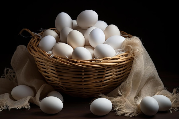 Le panier contient des œufs blancs.