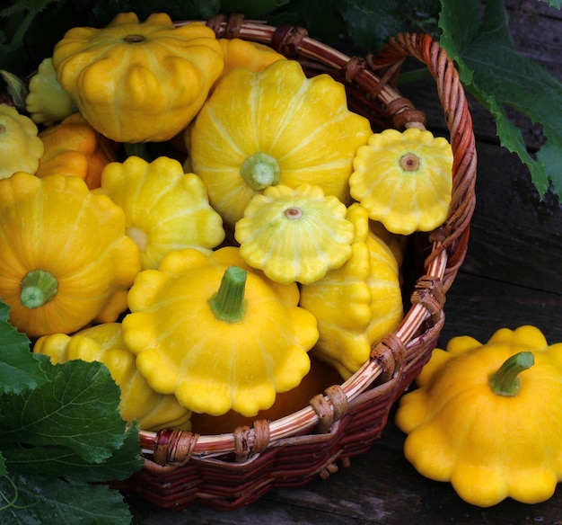 Panier avec courge jaune