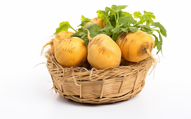 Photo le panier de délices de rutabaga isolé sur un fond transparent