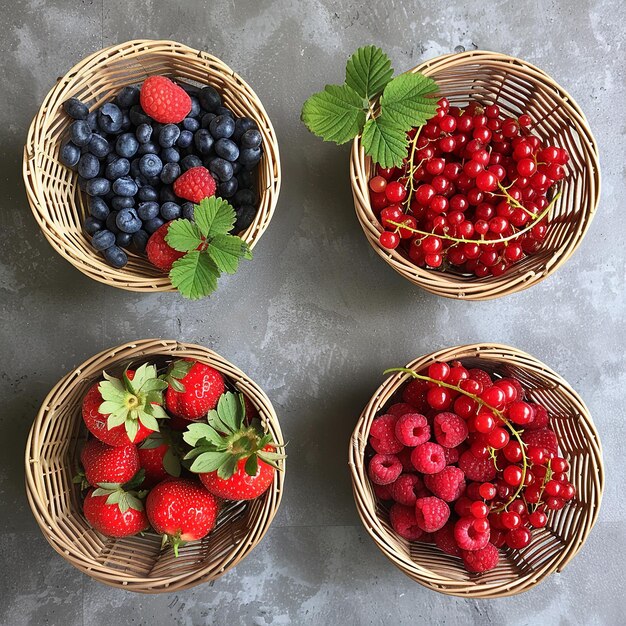 Photo un panier de délicieux fruits rouges