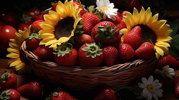 panier de fraises HD fond d'écran image photographique