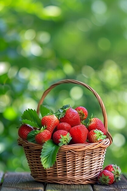Photo un panier avec des fraises.