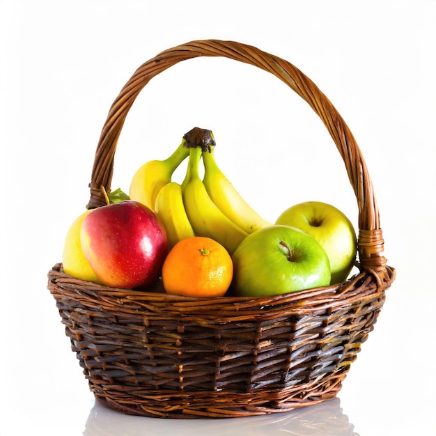 Photo un panier de fruits sur fond blanc