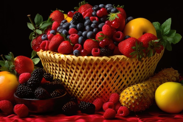 Photo un panier de fruits