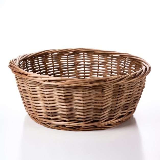 Panier grand cercle rustique isolé sur fond blanc