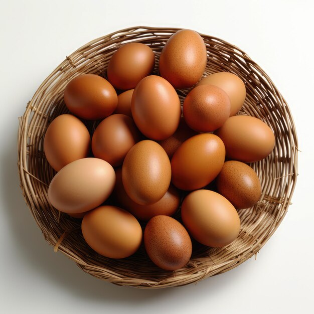 panier d'illustration généré d'œufs de poule isolés sur fond blanc