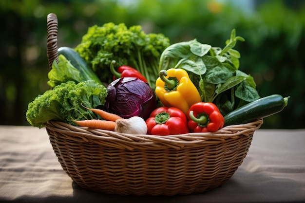 Panier de légumes à la main d'un homme mûr isolé sur fond blanc IA générative