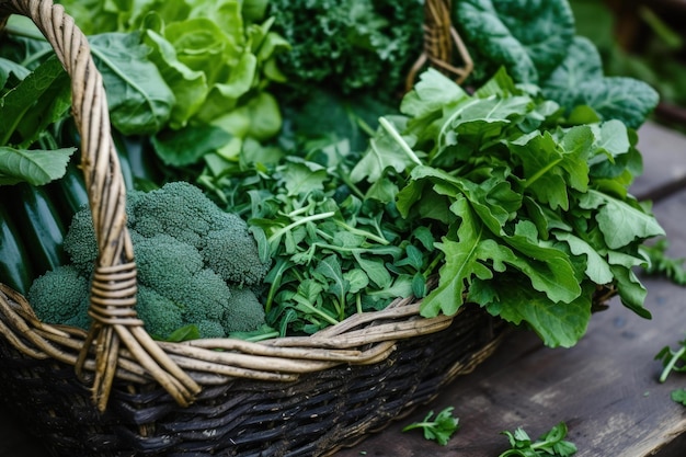 Le panier de légumes verts frais génère Ai