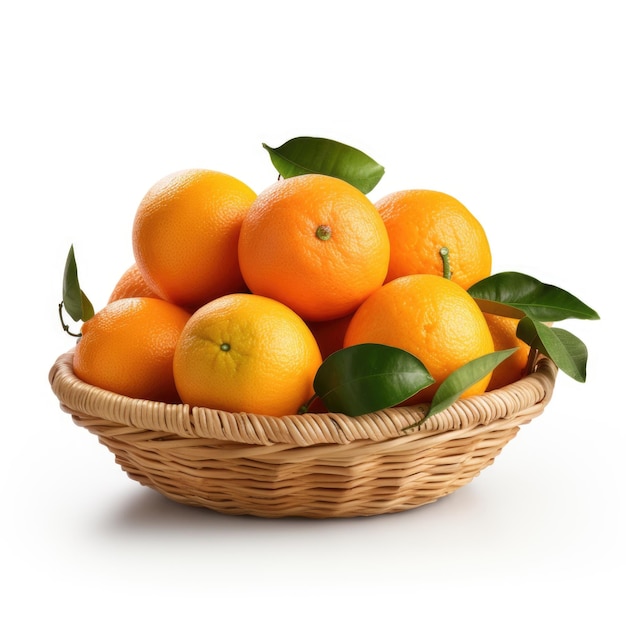Panier avec des mandarines et des raisins secs isolés IA générative