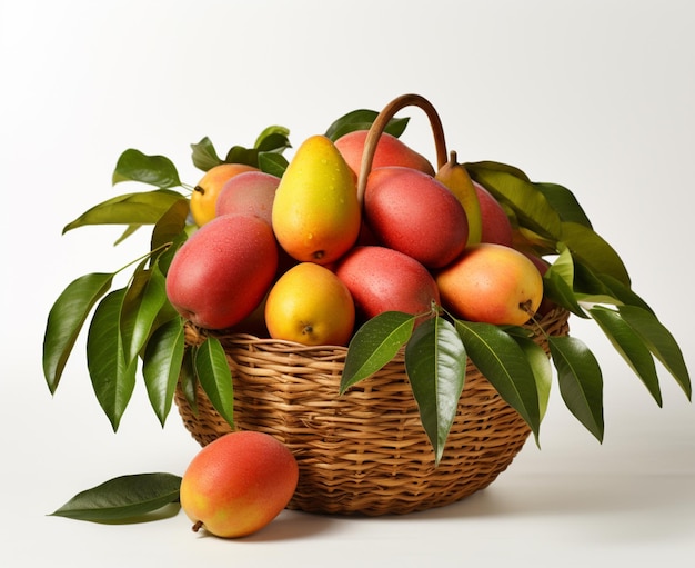 Un panier de mangues fraîches du jardin