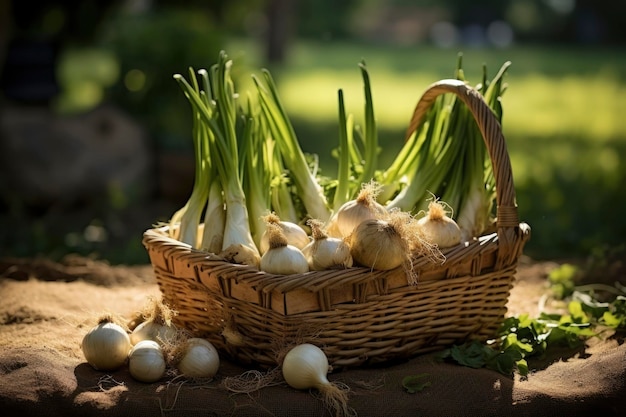 un panier d'oignons