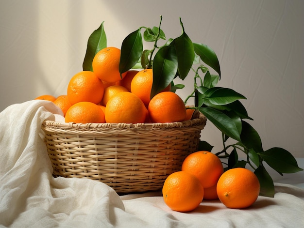 Un panier d'oranges fraîches du jardin