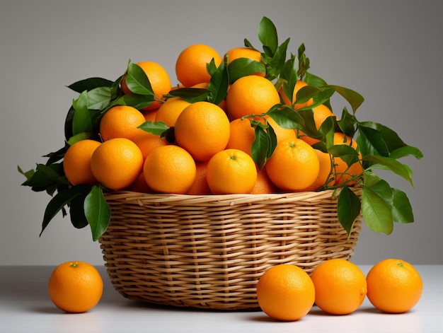 Un panier d'oranges fraîches du jardin