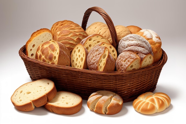 Un panier de pains avec du pain dessus