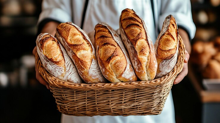 Photo un panier de pains avec le mot pain dessus