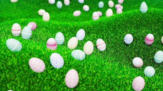 Photo le panier de pâques sur l'herbe 05