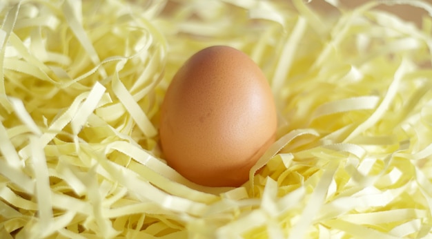 Panier de Pâques avec des oeufs de Pâques dans une boîte