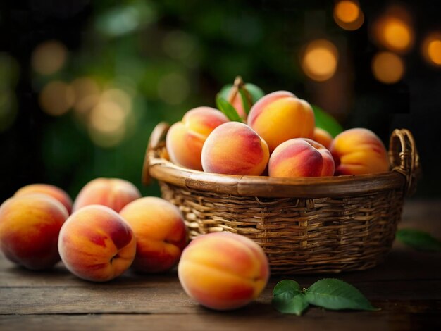 Un panier de pêches, un fruit sain