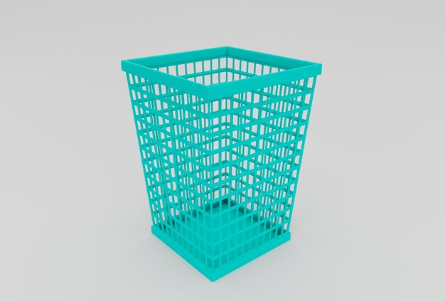 Panier en plastique rendu 3d minimal sur fond blanc