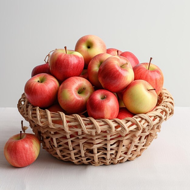 Photo un panier de pommes avec un fond blanc et un fond blanc