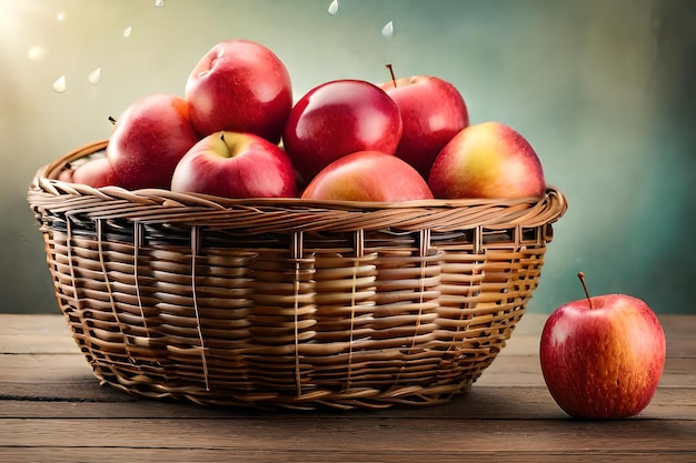 Un panier de pommes et une pastèque