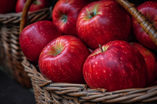 Le panier de pommes rouge rond génère Ai