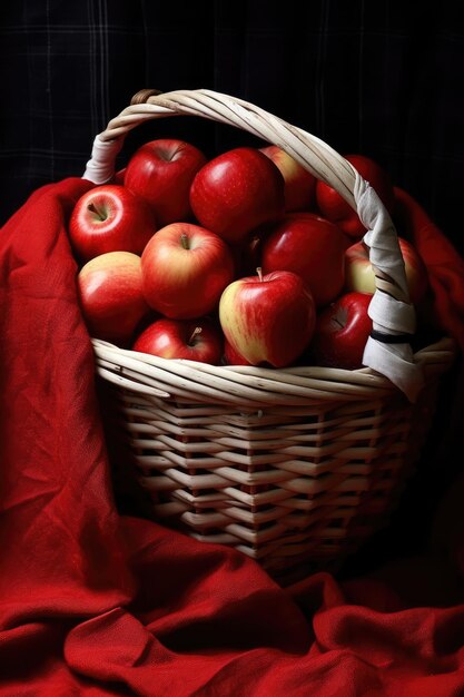 Photo panier de pommes rouges