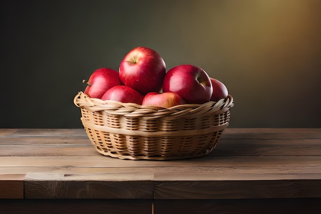 Un panier de pommes sur une table