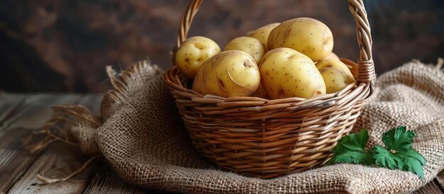 Un panier de pommes de terre sur la table