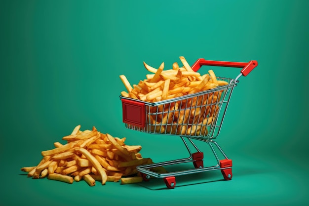 Photo un panier rempli de frites croustillantes dans un supermarché