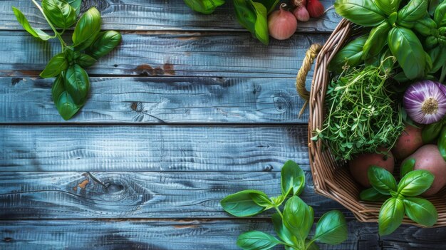 Un panier rempli de légumes verts