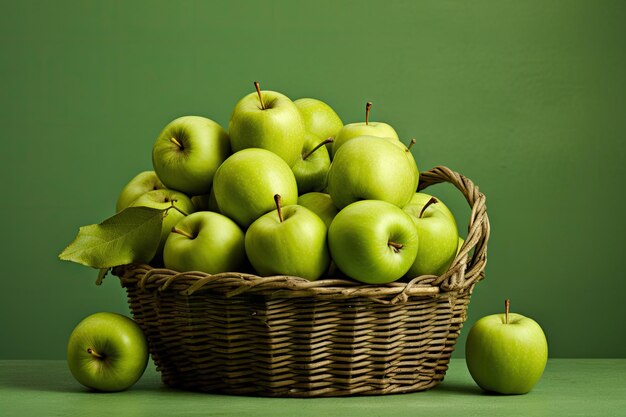 Photo un panier rempli de pommes fraîchement récoltées