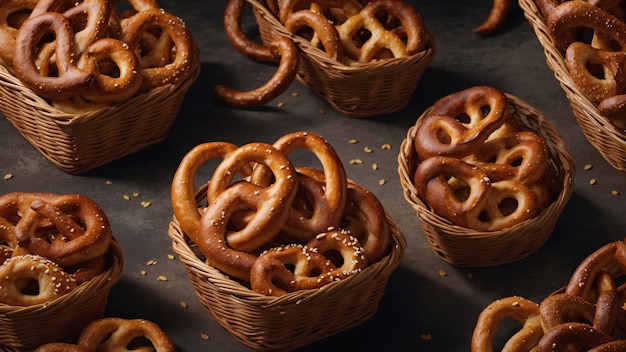 Un panier rempli de pretzels traditionnels bavarois Oktoberfest