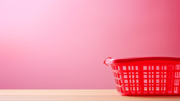 Panier rouge sur fond rose