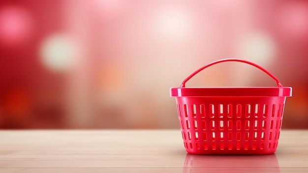 Panier Rouge Vide Sur Rose