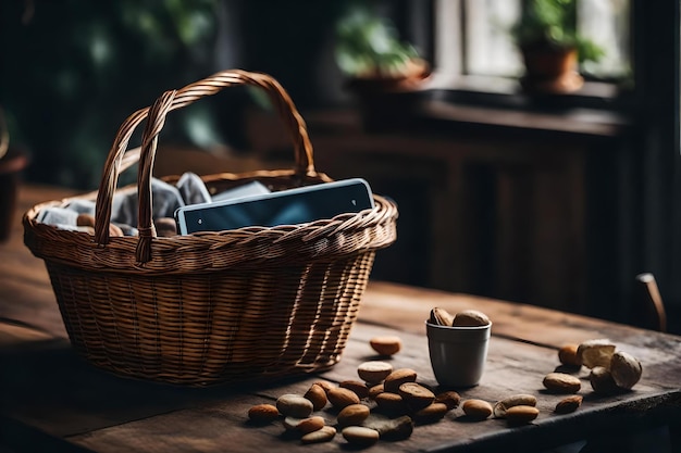 Un panier sur une table