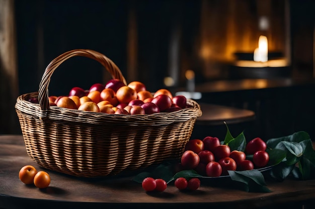 Photo un panier sur une table