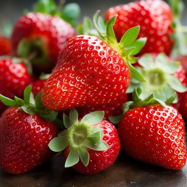 Des paniers de fraises mûres.