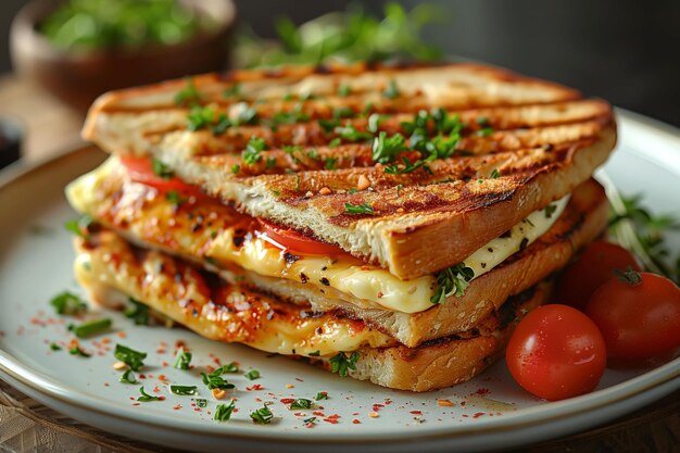 Cette panini d'œufs et de tomates réveille vos sens.