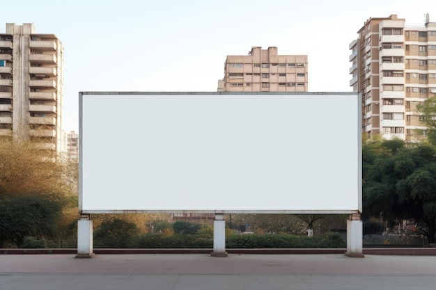 Panneau d'affichage ou affiche blanche modèle blanc modèle de bannière modèle d'un grand billboard dans une ville généré par l'IA