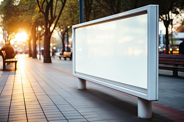 Panneau d'affichage blanc vierge ou affichage publicitaire fond flou par ai génératif