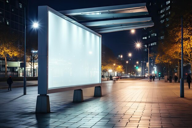 Panneau d'affichage blanc vierge ou affichage publicitaire fond flou par ai génératif